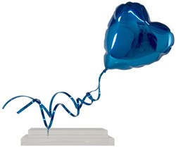 Flying Balloon Heart (Blue) by Mr. Brainwash - Chrome Painted Fiberglass on Acrylic Base sized 26x38 inches. Available from Whitewall Galleries